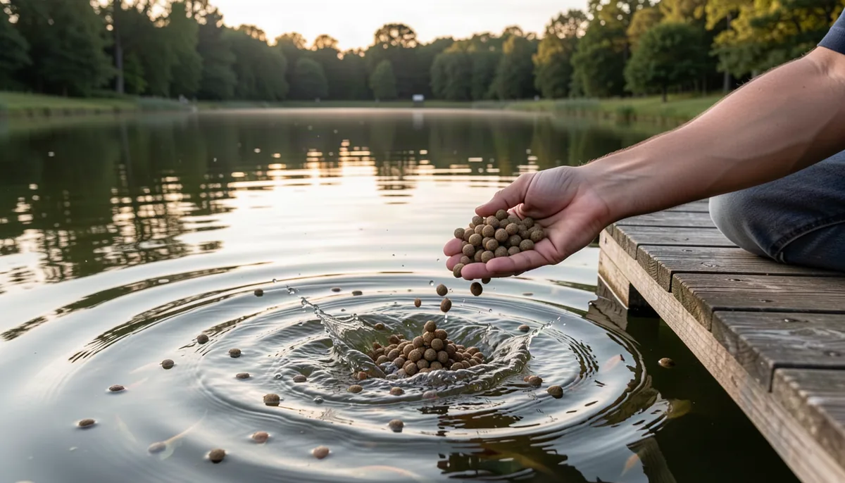 How much should I feed my pond fish, and when do I stop?