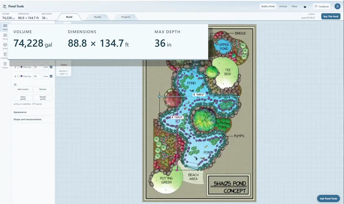 From Sketch to Measured Pond Plan